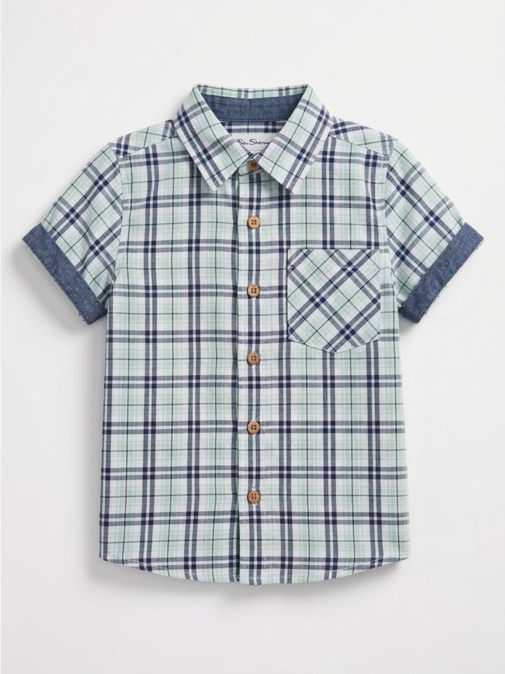 Ben Sherman Boys Plaid Button Up Short Sleeve Shirt Size 2T